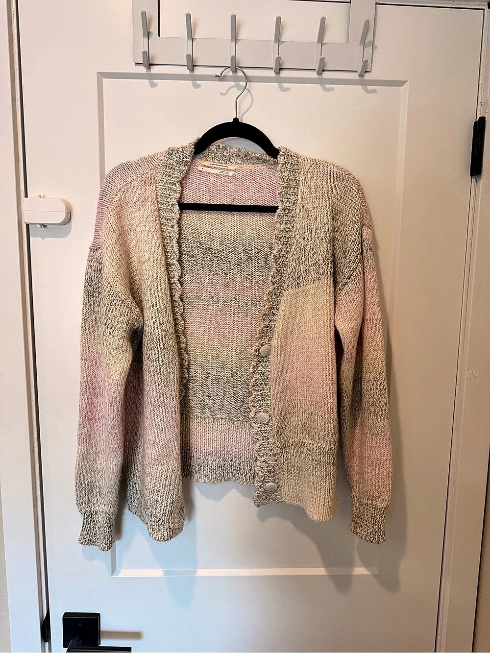 Anthropologie Open Front Cardigan Pink & Cream Size Medium